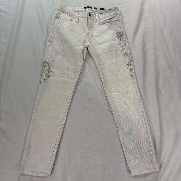 Miss Me Jeans Women's 27 White Embroidered Floral Boyfriend Lot J - Picture 1 of 7